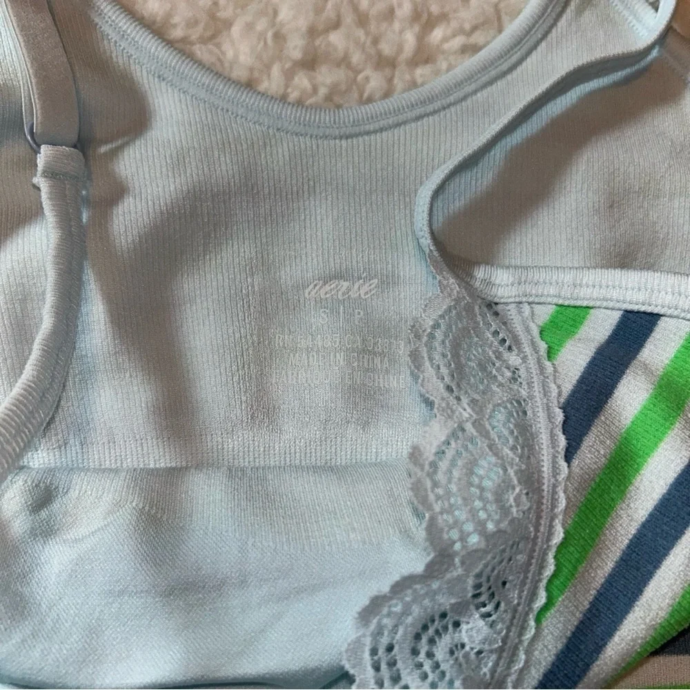 Aerie Seamless Stripped Lace Trim Longline Bra Small NWOT